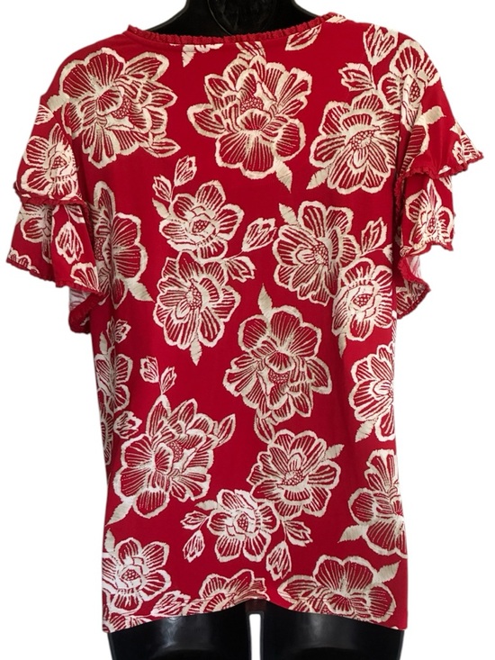 NWT Nautica Jeans Red and White Floral Top Size L - Picture 3 of 10